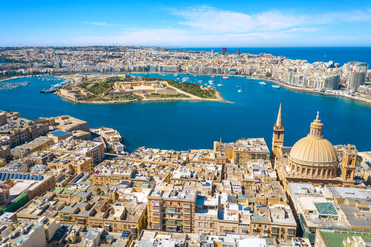 Aerial View Of La Valletta And Sliema In Malta, Southern Europe