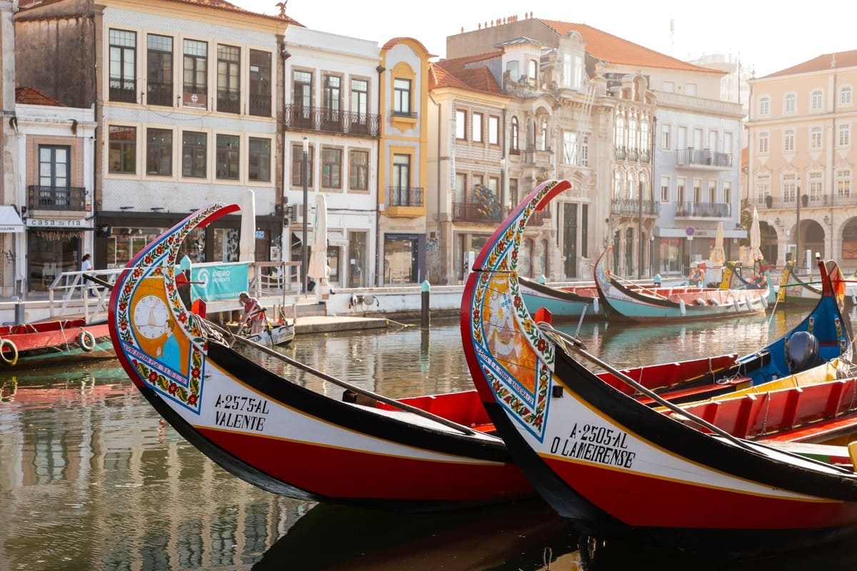 Gondolas In A Canal In Aveiro, Portugal